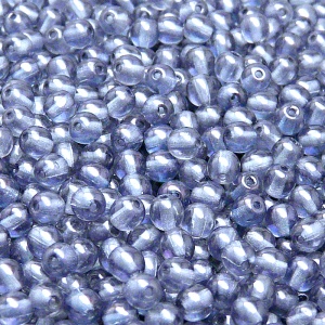 100pcs Czech Pressed Glass Round Beads 4mm Crystal Blue Luster