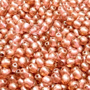 100pcs Czech Pressed Glass Round Beads 4mm Crystal Red Luster