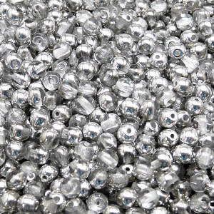 100pcs Czech Pressed Glass Round Beads 4mm Crystal Labrador (Aluminium)