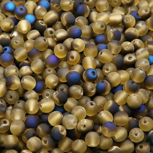 100pcs Czech Pressed Glass Round Beads 4mm Topaz Azuro Matte