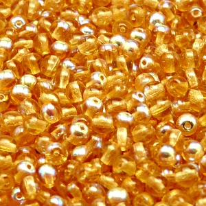 100pcs Czech Pressed Glass Round Beads 4mm Topaz AB