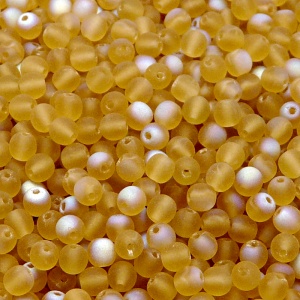100pcs Czech Pressed Glass Round Beads 4mm Topaz AB Matte