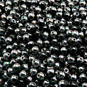 100pcs Czech Pressed Glass Round Beads 4mm Jet Apricot