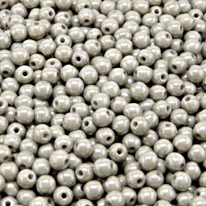 100pcs Czech Pressed Glass Round Beads 4mm Opaque Gray Ceramic Look