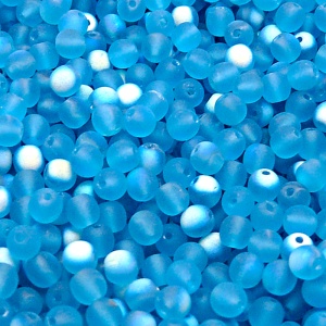 100pcs Czech Pressed Glass Round Beads 4mm Aquamarine AB Matte