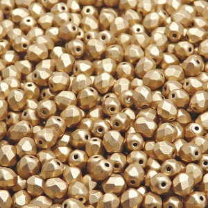 100pcs Czech Fire Polished Faceted Glass Beads Round 4mm Crystal Bronze Pale Gold Matte
