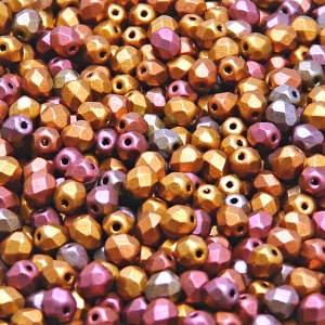 100pcs Czech Fire Polished Faceted Glass Beads Round 4mm Crystal Bronze Violet Rainbow Matte