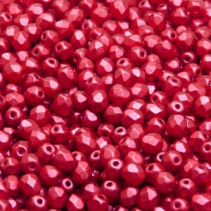 100pcs Czech Fire Polished Faceted Glass Beads Round 4mm Crystal Bronze Lava Red Matte