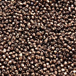 100pcs Czech Fire Polished Faceted Glass Beads Round 2mm Jet Bronze Luster