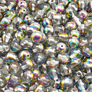 50pcs Czech Pressed Glass Round Beads 6mm Crystal Vitrail