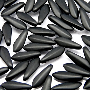 30pcs Czech Pressed Glass Dagger Beads 5x16mm Jet Matte