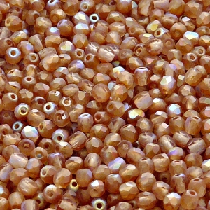 100pcs Czech Fire Polished Faceted Glass Beads Round 3mm Crystal Orange Rainbow Matte