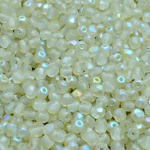 100pcs Czech Fire Polished Faceted Glass Beads Round 3mm Crystal Green Rainbow Matte