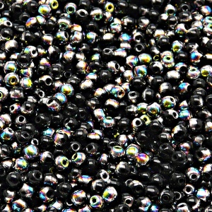 200pcs Czech Pressed Glass Round Beads 3mm Jet Vitrail