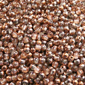 200pcs Czech Pressed Glass Round Beads 3mm Crystal Gold Capri