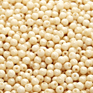 200pcs Czech Pressed Glass Round Beads 3mm Opaque Beige Ceramic Look