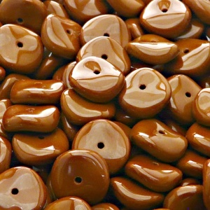 10pcs Czech Pressed Glass Flat Ripple Round Beads 12mm Opaque Chocolate