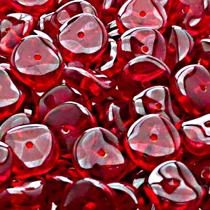 10pcs Czech Pressed Glass Flat Ripple Round Beads 12mm Ruby