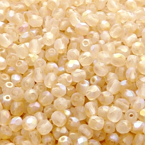 100pcs Czech Fire Polished Faceted Glass Beads Round 4mm Crystal Yellow Rainbow Matte