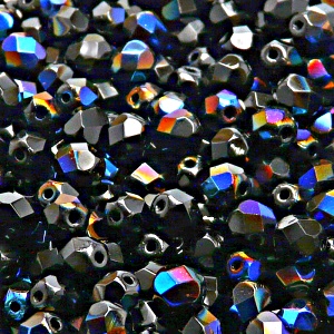 50pcs Czech Fire Polished Faceted Glass Beads Round 6mm Jet Azuro