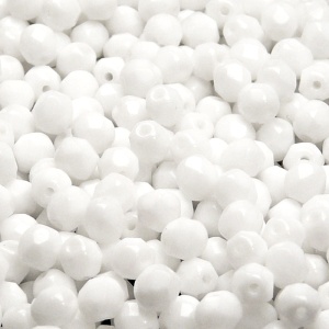50pcs Czech Fire Polished Faceted Glass Beads Round 6mm Opaque Chalk White
