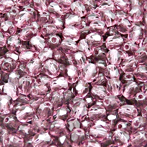 80pcs Czech Fire Polished Faceted Glass Beads Round 5mm Light Amethyst