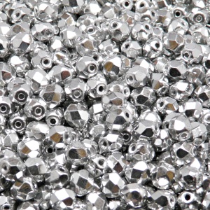 80pcs Czech Fire Polished Faceted Glass Beads Round 5mm Crystal Full Labrador (Aluminium)