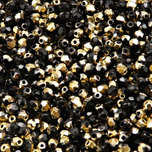100pcs Czech Fire Polished Faceted Glass Beads Round 3mm Jet Amber