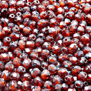 100pcs Czech Fire Polished Faceted Glass Beads Round 4mm Hyacinth Travertin
