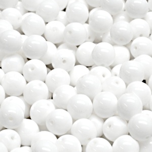 100pcs Czech Pressed Glass Round Beads 6mm Opaque Chalk White