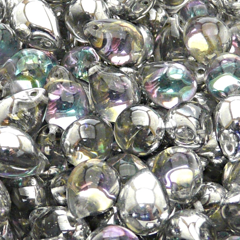 10pcs Czech Pressed Glass Teardrop Beads 10x14mm Crystal Vitrail Light