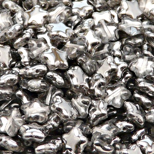 40pcs Czech Pressed Glass Star Beads 8mm Crystal Chrome