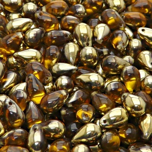 30pcs Czech Pressed Glass Teardrop Beads 6x9mm Topaz Amber