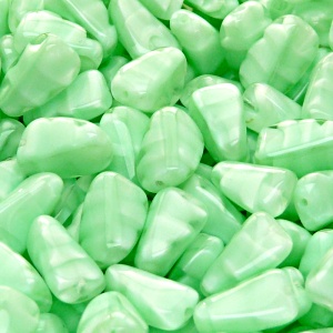 10pcs Czech Pressed Glass Rectangular Beveled Beads 14x9mm Light Green Peridot Striped Moonlight (56207)