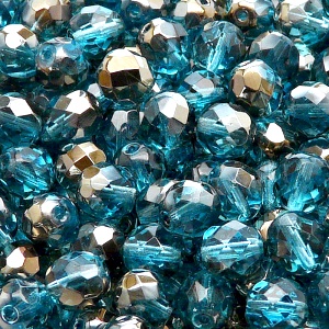 25pcs Czech Fire Polished Faceted Glass Beads Round 8mm Light Aquamarine Valentinit