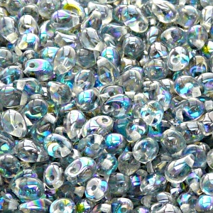 50pcs Czech Pressed Glass Teardrop Beads 4x6mm Crystal Blue Rainbow