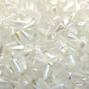 50pcs Czech Pressed Glass Spike Beads 5x8mm Crystal AB Matte
