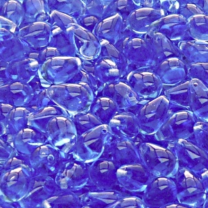 30pcs Czech Pressed Glass Teardrop Beads 6x9mm Sapphire