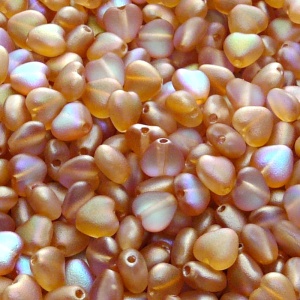 50pcs Czech Pressed Glass Heart Beads 6mm Crystal Orange Rainbow Matte