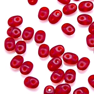 50pcs Czech Two Hole Pressed Glass Matubo SuperDuo Seed Beads 2,5x5mm Ruby Matte