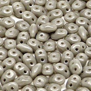 50pcs Czech Two Hole Pressed Glass Matubo SuperDuo Seed Beads 2,5x5mm Opaque Gray