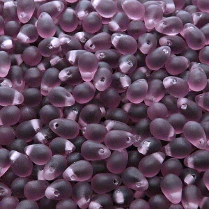 80pcs Czech Pressed Glass Teardrop Beads 4x6mm Amethyst Matte