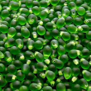 80pcs Czech Pressed Glass Teardrop Beads 4x6mm Chrysolite Matte
